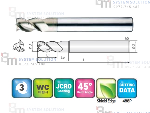 3ARE (3 Flutes Semi-Finishing & Roughing End Mills for Aluminum) -  JJ Tools