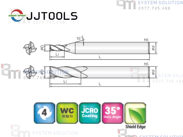 4HCEG jjtools, dao phay, dao phay ngón, dao phay jj