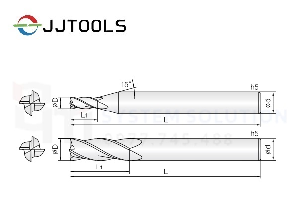 4JJE (Mũi phay ngón cho thêp độ cứng cao, thép tôi trước , 4ME) - JJ Tools