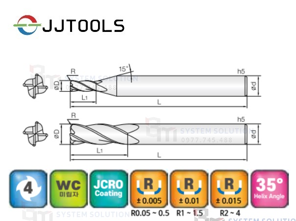 4NCRG (Dao phay góc thông dụng, 4ME) - JJTOOLS