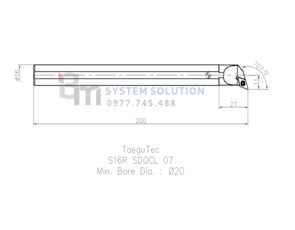 S16R-SDQCL-07 (INSERT HOLDER) - TAEGUTEC