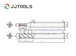 4JJHE (Mũi phay góc xoắn 45° cho thêp độ cứng cao , 4ME) - JJ Tools